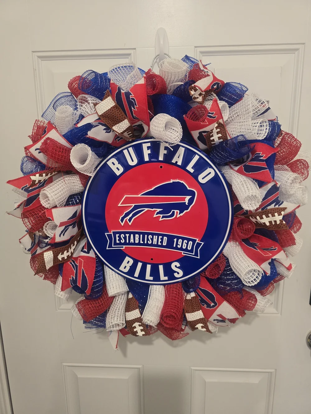 Buffalo Bills Decorative Wreath - Red, Blue & White Football